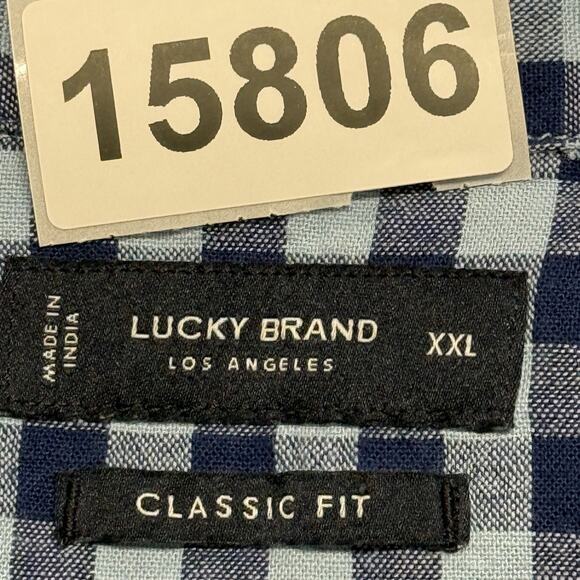 Lucky Brand Shirt Mens XXL Blue Linen Blend Plaid Pearl Snap Western Classic Fit - Picture 9 of 9